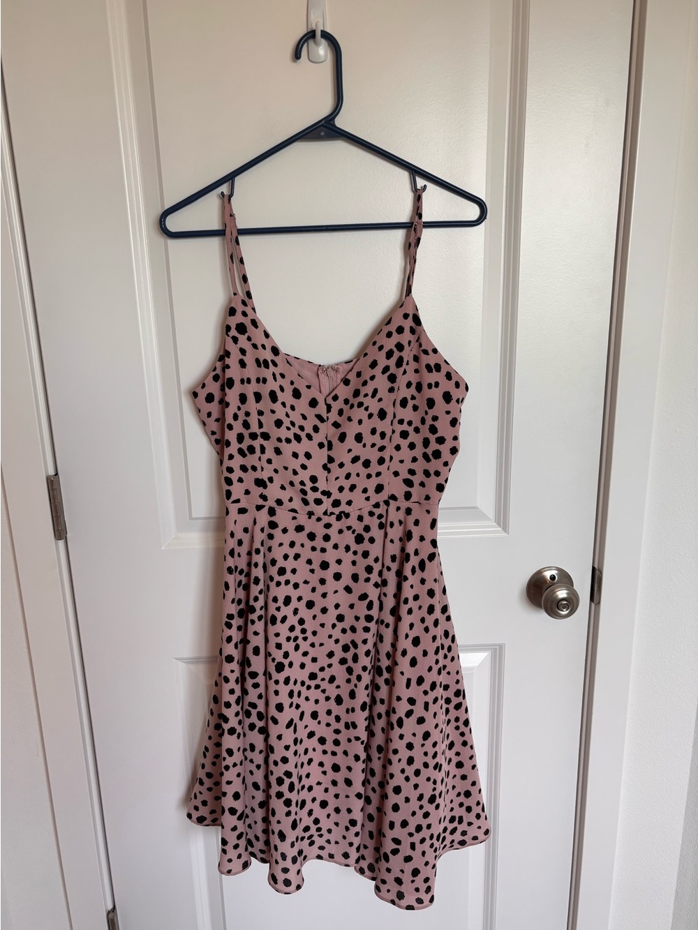 Ee:some Spotted Pink A-Line Sundress with Adjustable Straps